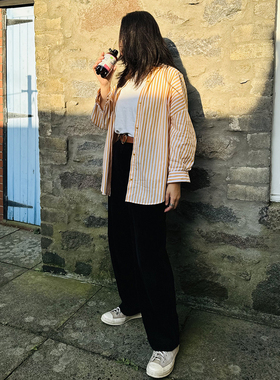 6折国现 |法国Sessun 贝壳扣条纹长袖衬衫衬衣宽松休闲 Malfa