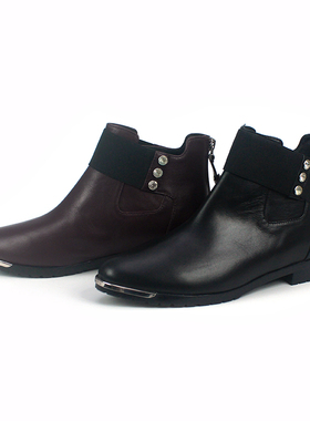 Three flower's shopPB欧美时尚闪钻防踢圆头舒适低跟真皮女短靴