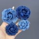 复古牛仔布艺花朵胸针复古森女系文艺山茶花别针深蓝浅蓝胸花配饰