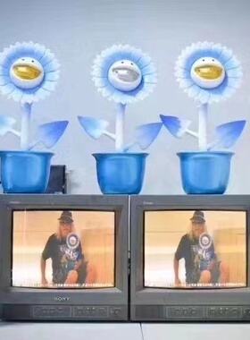 ronenglish太阳花教父摆件雕塑搪胶头可转动潮流可爱树脂儿童房