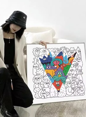 Nina Dzyvulska插画潮流客厅沙发背景墙装饰画ins卧室房间墙挂画