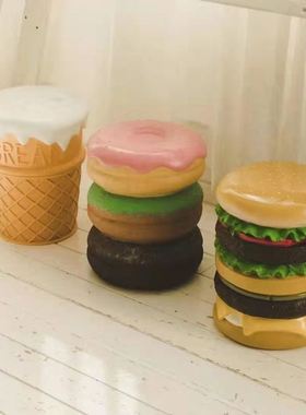 创意汉堡模型装饰品道具换鞋凳