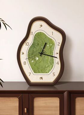 ZB101中古风飞鸟客厅摆件时钟2025新款复古摆台钟表装饰画