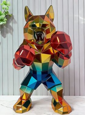 创意卡通拳击手摆件客厅电视柜装饰办公室桌面玄关摆设家居工艺品