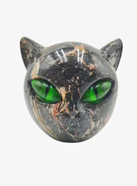 Flairgifts Luxury Black Cat Stone Sculpture黑猫猫头树脂仿石