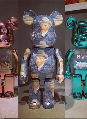 积木暴力熊bearbrick梵高千秋联名客厅摆件潮流公仔手办玩偶70cm