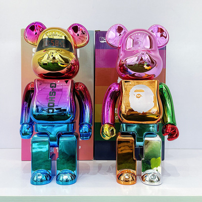 bearbrick电镀彩色熊暴力熊卡西欧积木熊家居摆件手办公仔28cm