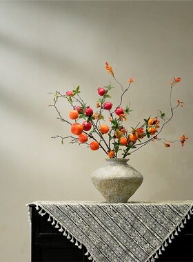柿柿如意石榴柿子仿真年宵花高端轻奢客厅假插花新年装饰花艺摆件