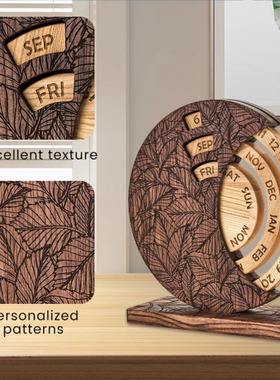 Wooden Perpetual Desk Calendar木制万年台历家居装饰摆件