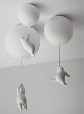 气球灯卡通儿童房吸顶灯网红餐厅创意小熊可爱男女孩卧室灯具吊挂