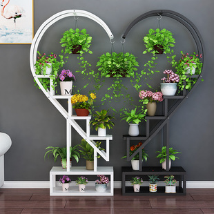 1.78米高心形花架带滑轮可移动置物架花盆架室内北欧铁艺阳台多层