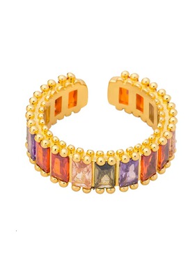 铜合金锆石小众设计轻奢时尚饰品彩虹戒指OJZ009