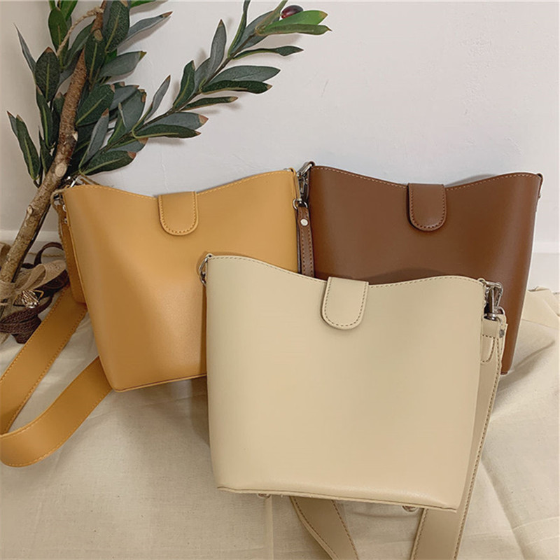 水桶包女韩版ins超火宽肩带简约