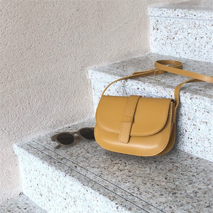 韩国东大门纯色半圆马鞍包