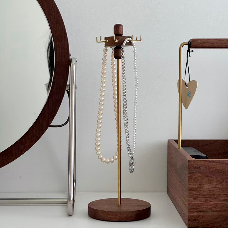 胡桃木项链展示架梳妆台旋转挂架