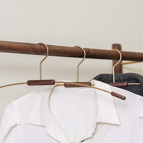 素风黑胡桃实木衣服架子轻奢高级