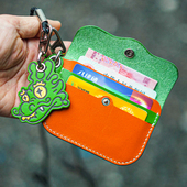 两针一线手机挂绳卡包挂脖零钱包新款 钥匙扣真皮证件收纳男女情侣