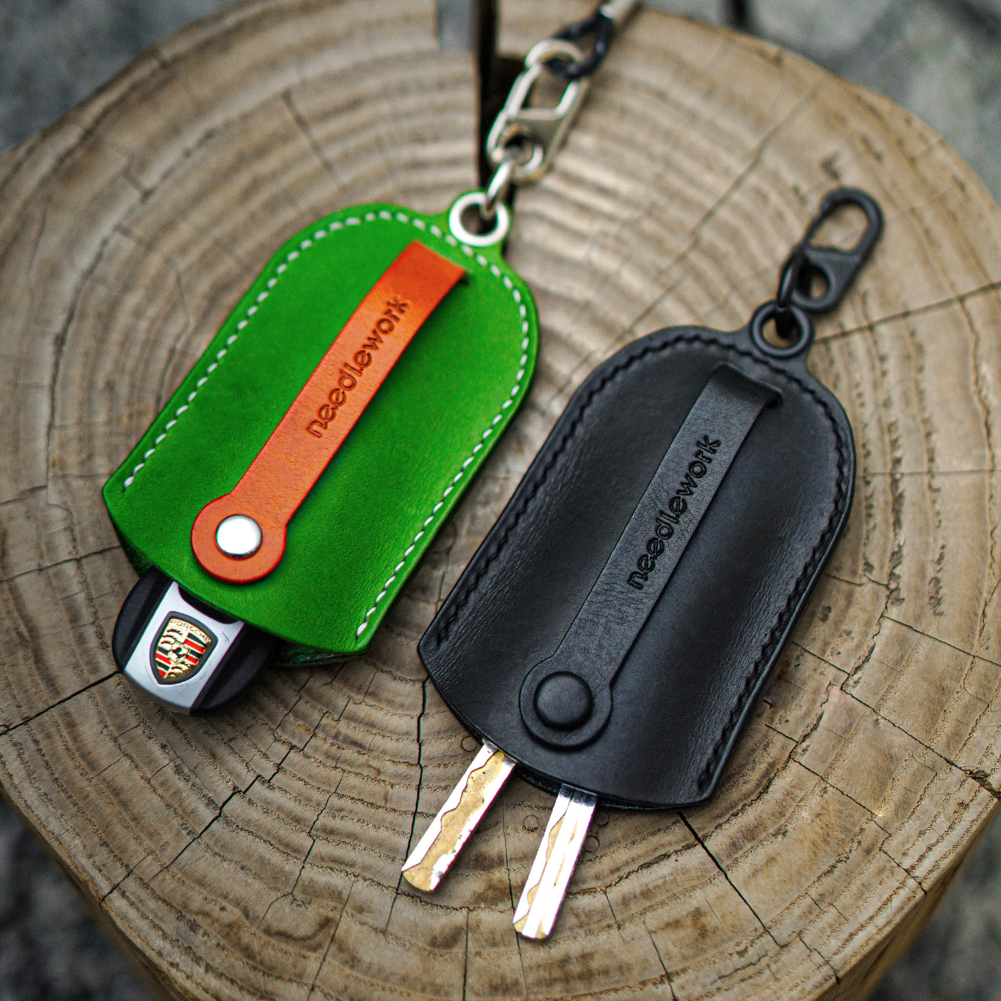 包包挂饰钥匙包抽拉挂式随身挂绳真皮钥匙收纳包汽车钥匙保护套