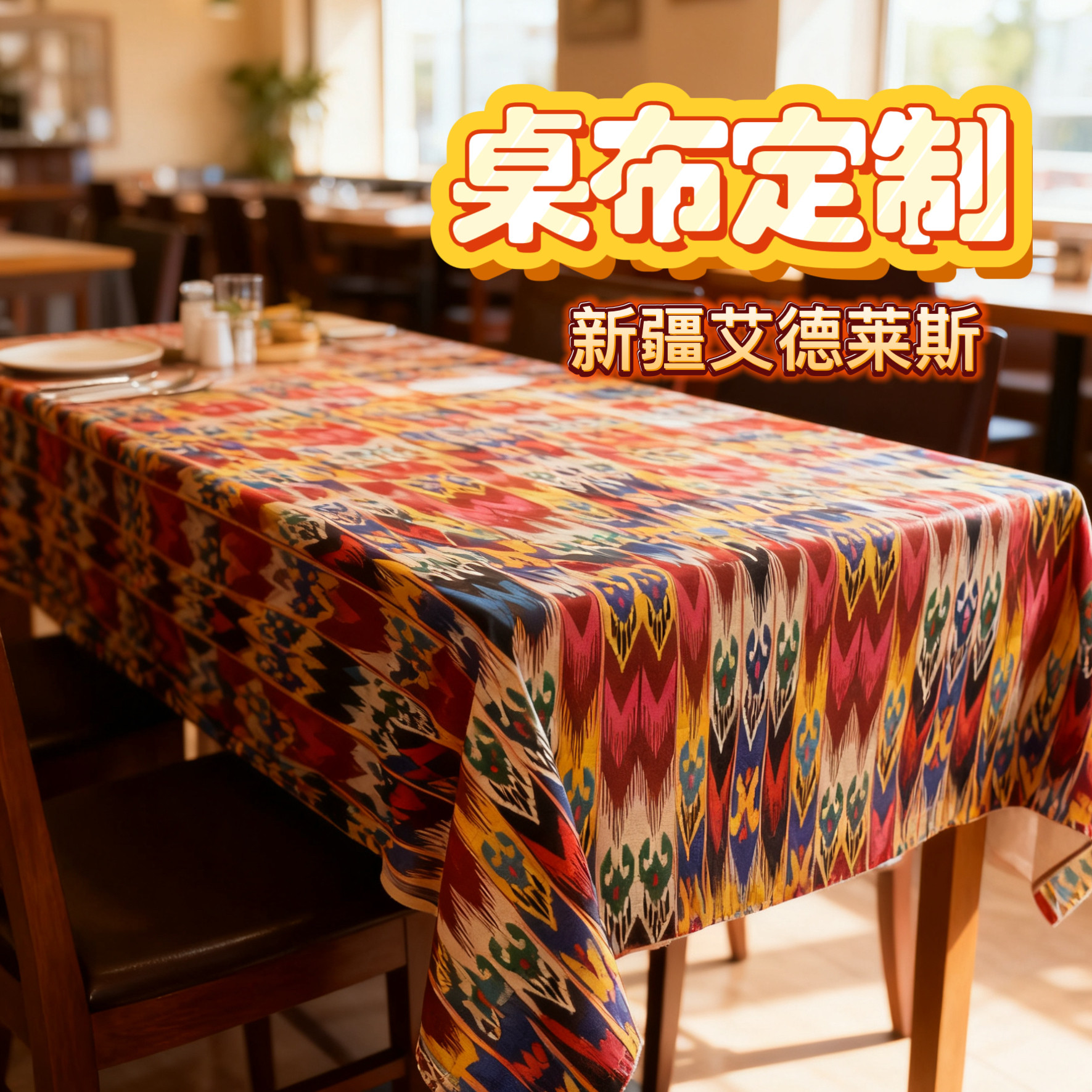 新疆艾特莱斯亚麻桌布民族风维吾桌布