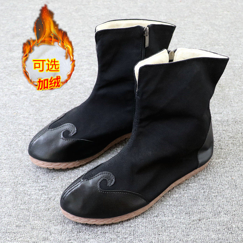 春夏秋中国风复古官靴男鞋祥云靴子透气布鞋加绒中筒靴汉服靴高帮