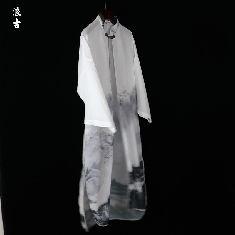 山水画雪纺防晒汉服轻薄遮阳中式