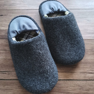 加厚毛呢记忆棉包跟软底简约时尚 男款 两穿棉拖 冬季 日单静音保暖鞋