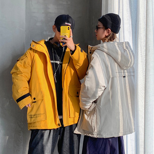 2020情侣棉衣男工装 印花多口袋棉服外套连帽棉袄 MY53-P80-控108图片