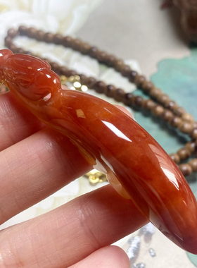 2064号天然缅甸翡翠a货腾冲老料国风天然无烧红翡仿古凤凰毛衣链