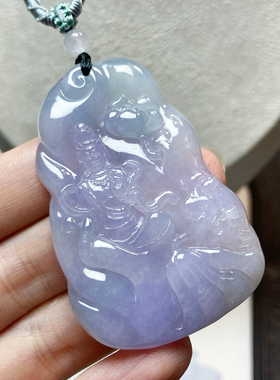 9336号天然缅甸翡翠a货冰胶紫罗兰观音双证【普度众生】张君作品
