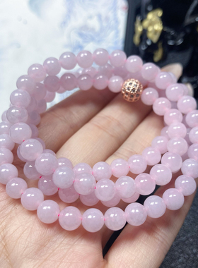 1339号天然缅甸翡翠a货冰种胶感粉紫6咪108颗长链一图一物