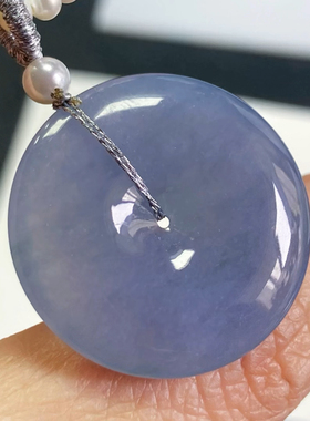 0033号天然缅甸翡翠a货冰种浓艳正色紫罗兰平安扣吊坠一图一物