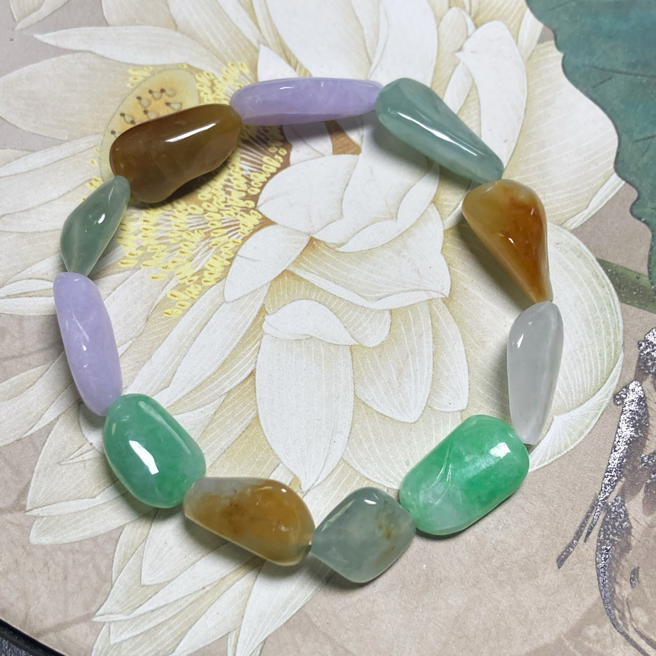 2681号天然缅甸a货冰种多宝大颗粒原石单圈手链一图一物