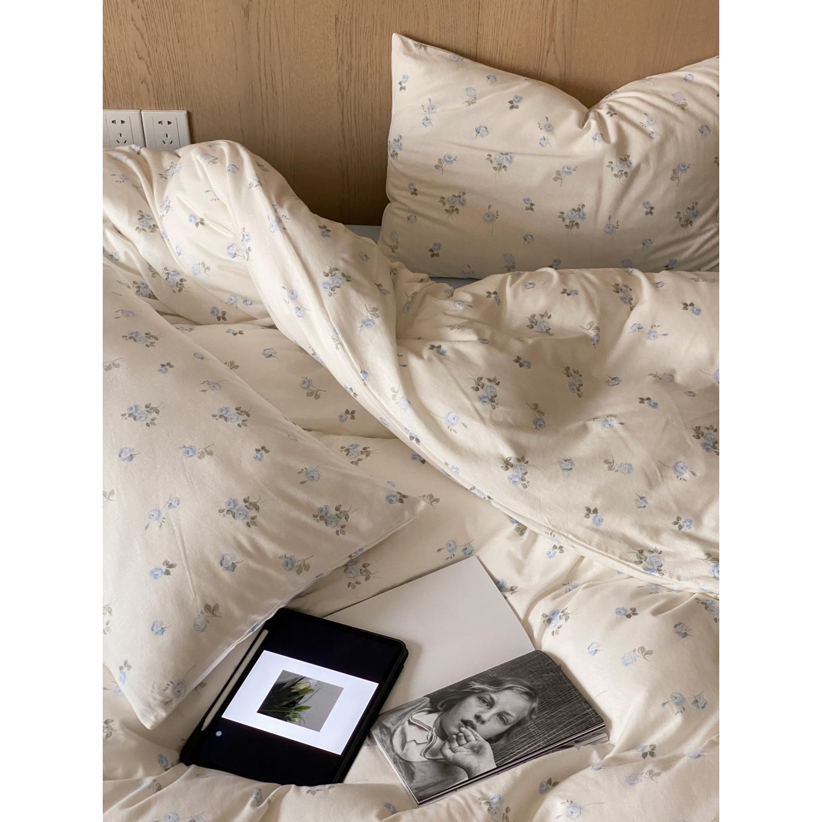 美式玫瑰花柔软全棉针织棉四件套