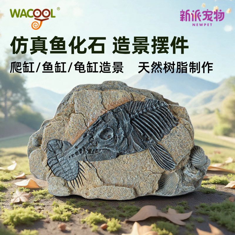 玩酷wacool树脂摆件仿真鱼化石