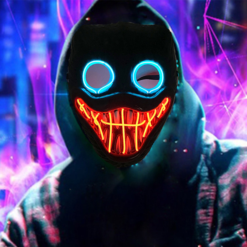 万圣节poppyplaytime小缝嘴波比led发光面具角色扮演舞会派对道具