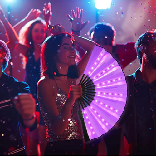 中国风潮LED发光扇子彩色折扇