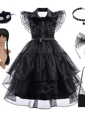 2026星期三黑色连衣裙cosplay服装万圣节亚当斯一家公主裙cos服装