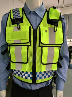 双层网多功能机动车查验员反光背心摩托车骑行安全马甲单网料