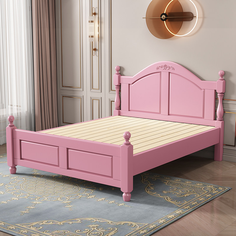 纯实木双人单人床成人儿童床卧室欧式简约带床头柜可定制u.