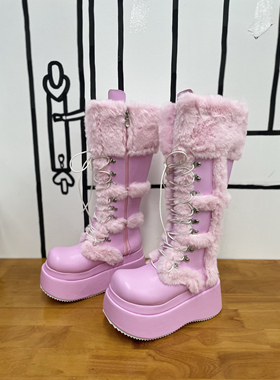 2024秋冬新款实拍时尚雪地靴厚底大头靴网红街拍潮款长靴显腿细