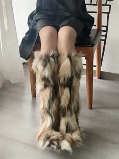 店主实拍高跟毛毛靴细跟雪地靴毛靴长筒靴尖头可定制颜色长毛怪