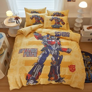 变形金刚全棉四件套儿童学生床纯棉被套男孩房宿舍三件套床上用品