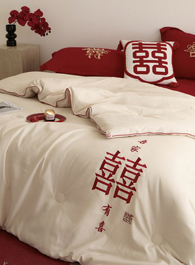 新款大豆纤维结婚被芯红色婚庆陪嫁春秋四季被冬季加厚双人空调被