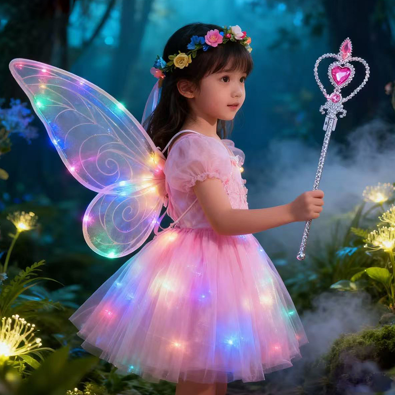 发光蝴蝶天使精灵翅膀女孩背饰