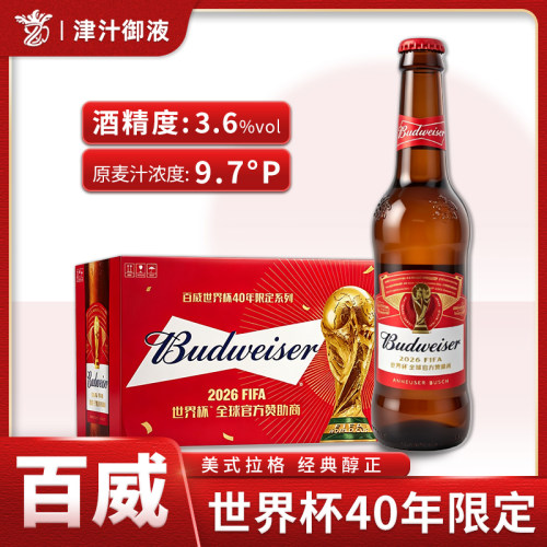 百威啤酒瓶装整箱美式拉格