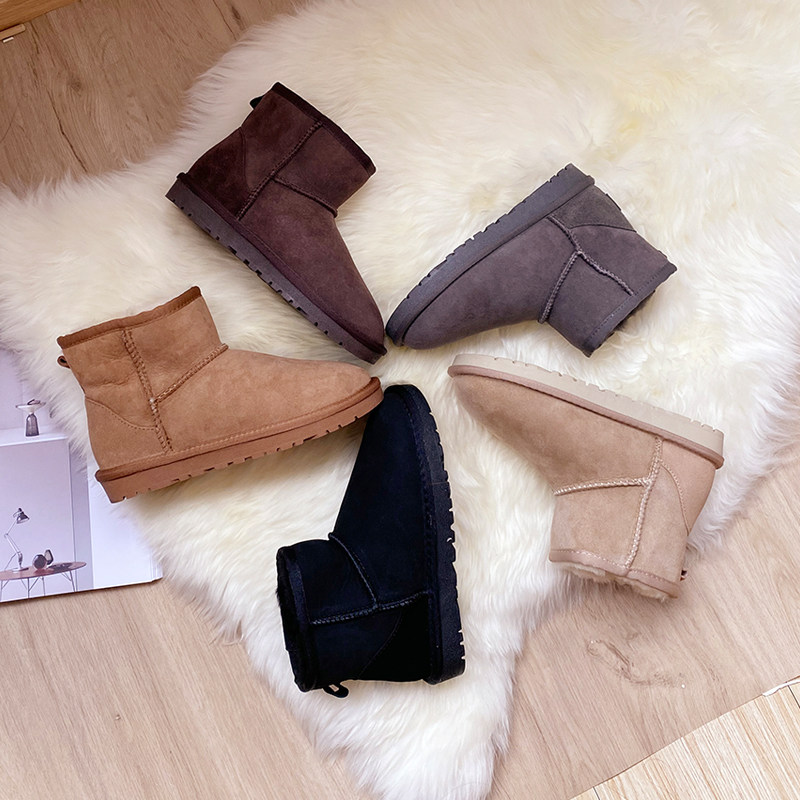 2025冬新品澳洲羊皮毛一体低筒男女雪地靴套筒羊毛短筒防滑保暖鞋