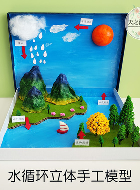 山丘陵地理教学中小学儿童手工制作材料废物利用水的动态循环模型