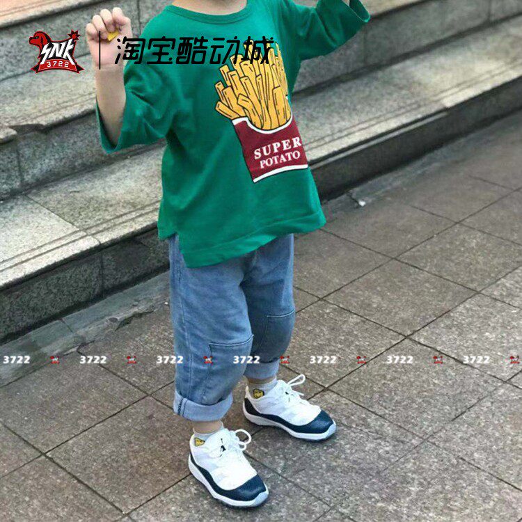 【snk3722】air jordan 11 low aj11蓝蛇童鞋 cd6848-cd6849-102