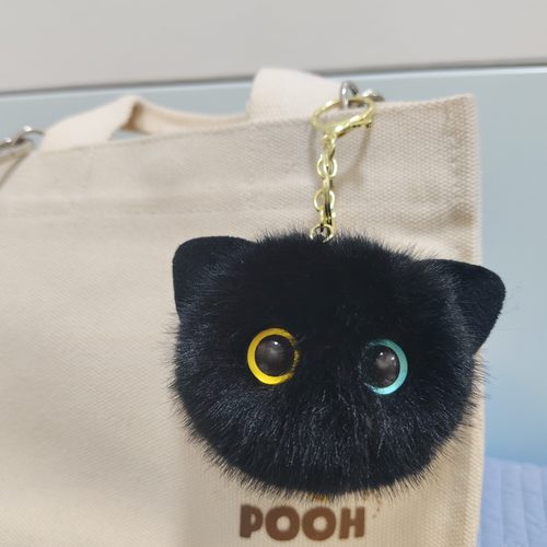 卡通毛绒猫头公仔玩偶钥匙扣挂件