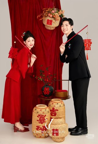 新中式旗袍拍照手持喜字灯笼俏皮喜嫁风灯笼拍照道具手拿毛毡红喜